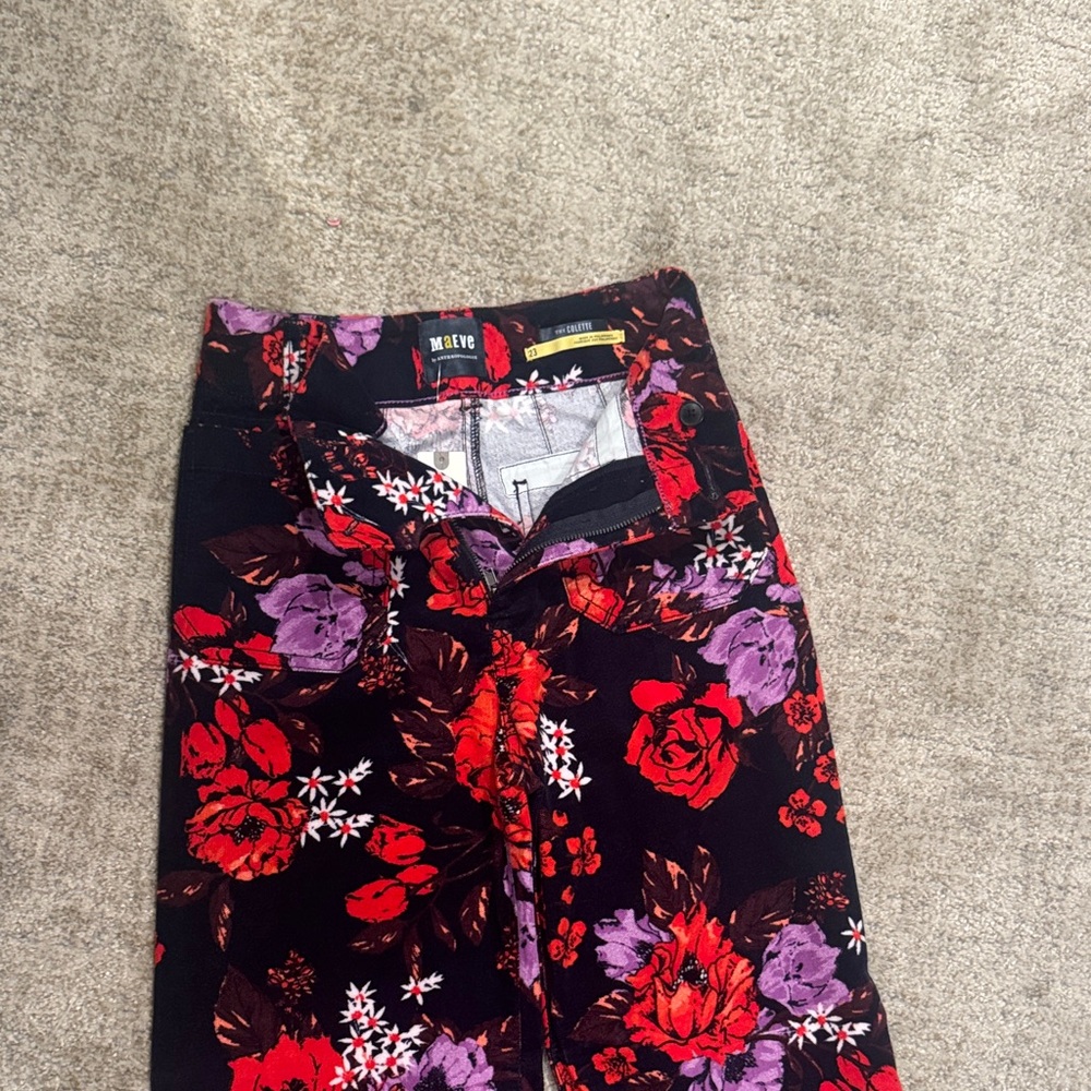 Maeve Red and Purple Floral Trousers